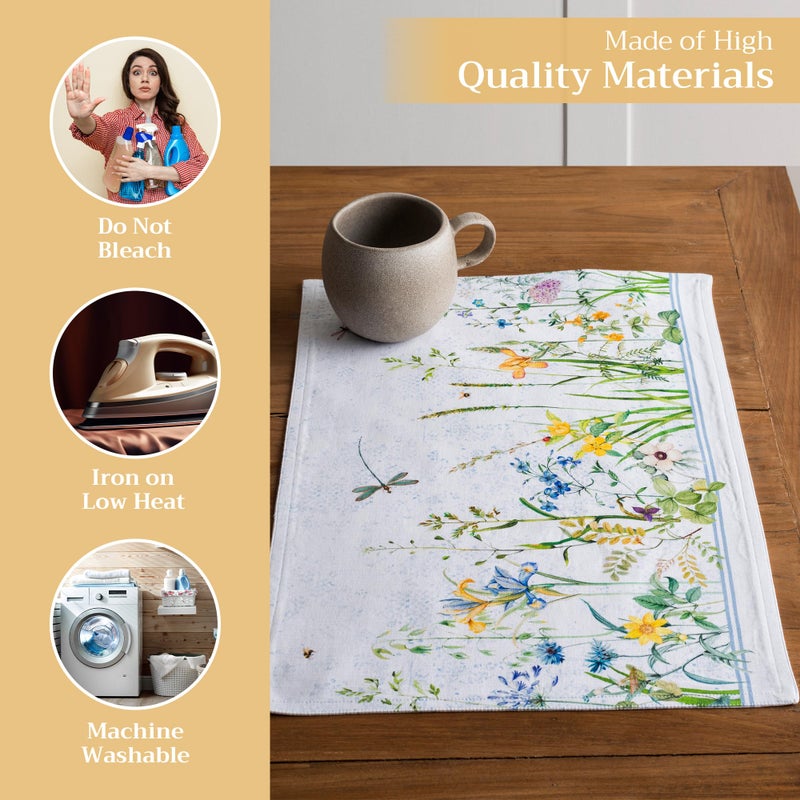 Maison d' Hermine Placemats Set of 4 100% Cotton Washable Cloth Place Mats, Reusable Table Mats for Kitchen Dining Decoration, Party, Wedding, Restaurant Spring/Summer (Fleurs De Mai, 13" x 19") - Image 3